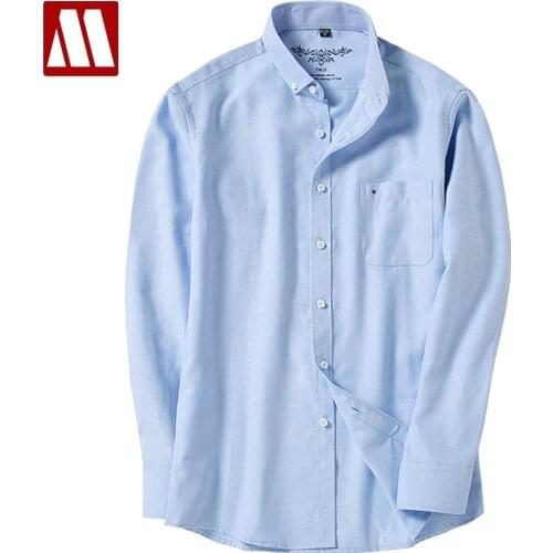 New Spring Plus size Oxford Shirt Man Casual Shirts Long Sleeve Mens Slim Fit Dress Shirt 60% Cotton Male Tops Button Down Shirt