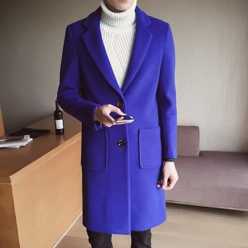New Winter Overcoat Wool Coat Men Leisure Long Sections Woolen Coats Mens Pure Color Casual Fashion Jackets