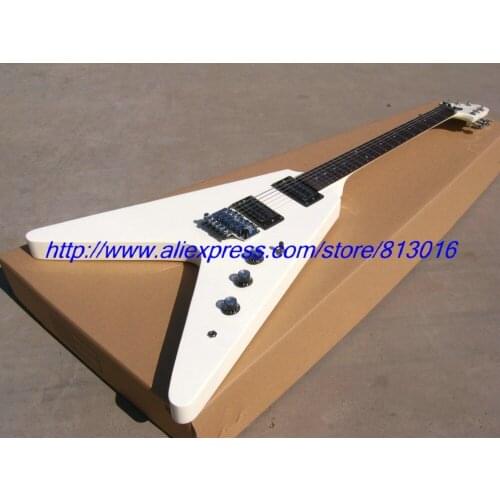 New! free shipping !electric guitar, V shape,musical instrument dots inaly,die-caster tuner,floyd rose tremolo!own logo