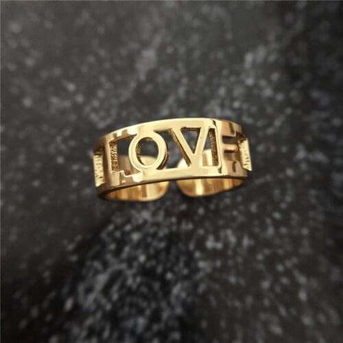 Gold Colour Hollowed-out Heart Shape Open Ring Design Cute Fashion Love Jewelry For Women Young Girl Child Gifts Adjustable