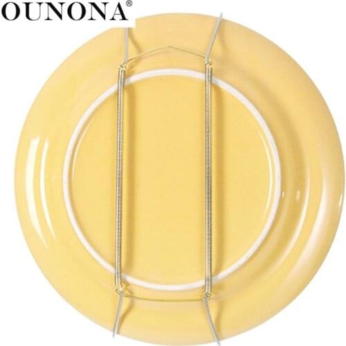 OUNONA 10pcs 8 Inch Spring Style Invisible Plate Tray Dish Wire Hanger Holders Wall Decoration