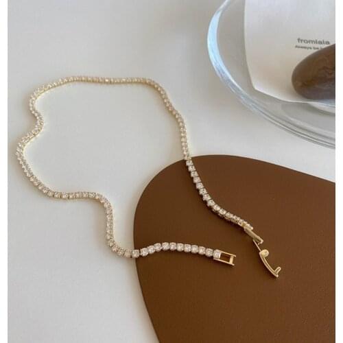 2021 Trendy Sweet Romantic Crystal 14k Gold Chains Choker Necklaces for Women Charm Delicate Jewelry For Girls Fashion Wife Gift