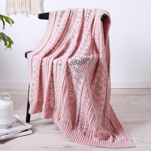 Blanket Sofa Knit Throw Blanket Knitted Hallow Out Air Condition Blanket Travel Acrylic Breathable 120x180cm Decoration
