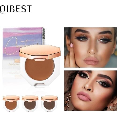 QIBEST Face Bronzer Makeup Contour Shade Concealer Brighten 3D Cosmetic Makeup Glow Illuminator Highlight Smooth Bronzer Palette