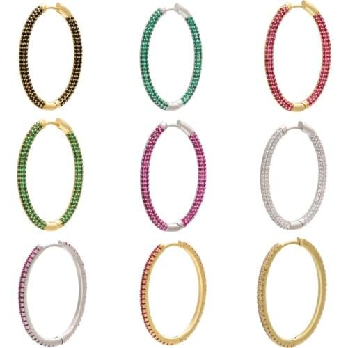 HECHENG wholesale oval-shaped earrings CZ colorful rainbow jewelry accessories for women girls gift VE158