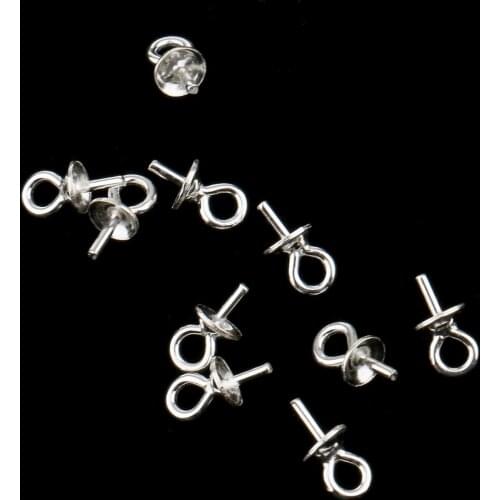10 Piece Sterling Silver 925 Pendant Clasp Pearl Bail Eye Pins Connector 3mm Jewelry Making Connector for Pendants