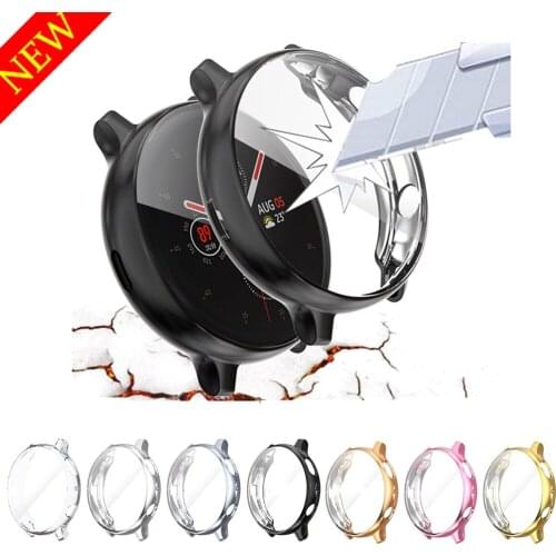 Silicone Case for Samsung Galaxy Watch Active 2 40/44mm Screen Protector TPU Protective Case Cover for Active2 Scratch Resistant