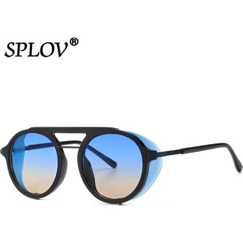 Retro Round Steampunk Sunglasses Men Women Brand Designer Vintage Wrap Shades Double Beam Eyewear Street Fashion Oculos de sol