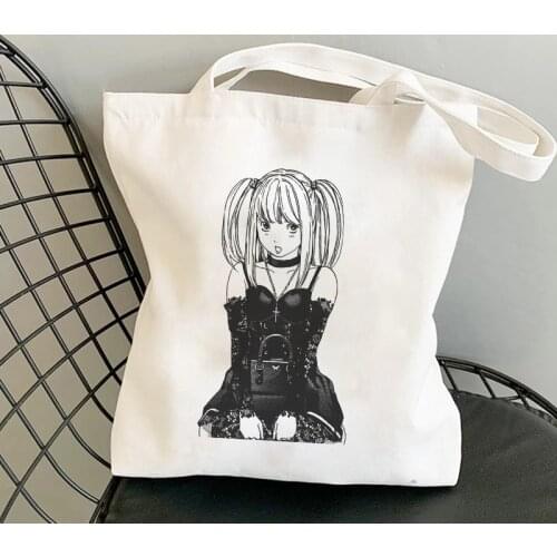 Shopper Bags Misa Amane Death Note Anime Graphic Ladies Canvas Tote Bags Shopping Bag Handbags Cloth Women Reusable Shoulder Bag