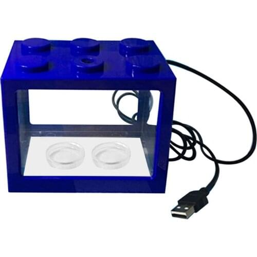 USB Mini Aquarium Fish Tank with LED Lamp Light Home Office Desktop Decoration