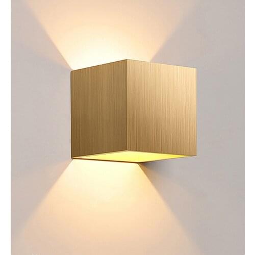 6W/10W Waterproof LED Wall Lamp Indoor Aluminum Cube Outdoor Sconce Bedroom Garden Porch Brush Gold Silver Home Decor Wall Light
