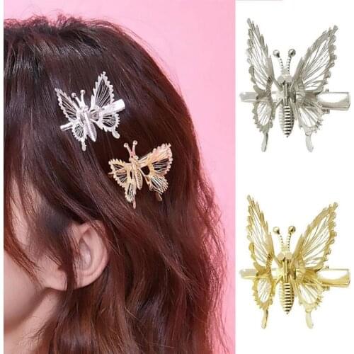 Lovely Butterfly Hairpin Korean Bangs Clip Alloy Hair Clips for Women Girls Headdress Clip Hold Hair Accessories