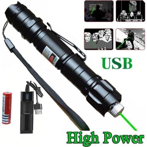 High Power Green Laser Pointer Pen 532nm Adjustable Focus Burning Red Laser Sight 500 to10000 meters range Lazer-009 For Hunting