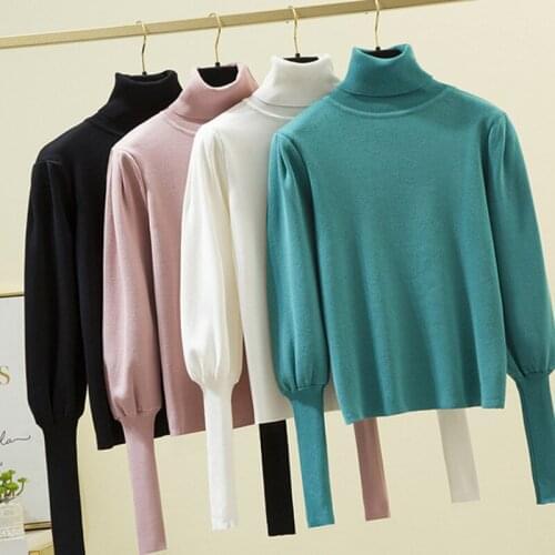 Women Mock Neck Pullovers Sweater High Quality Oversized Jumper Split Fall Winter Clothes Beige Purple Green 8 Colors
