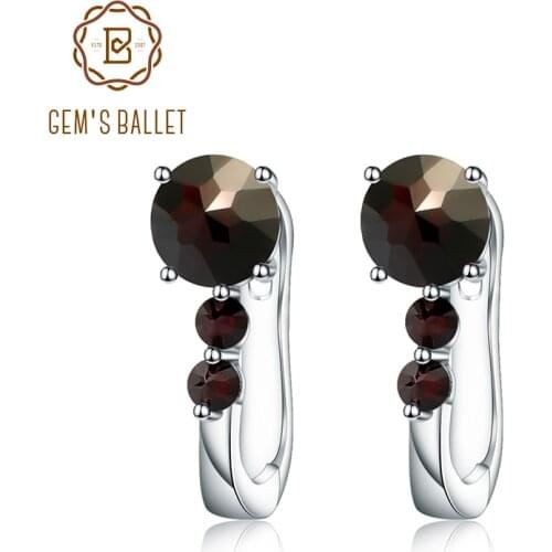 Gems Ballet Natural Black Garnet Cip Earrings 925 sterling silver Water Drop Gemstone Fine Jewelry Accessories For Women Gift