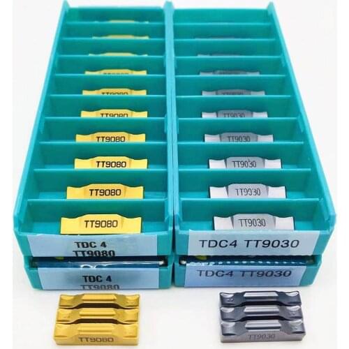 10PCS TDC4 TT9080 TDC4 TT9030 Grooving blade high quality carbide blade double-head 4mm machine tool lathe parts tool TDC4