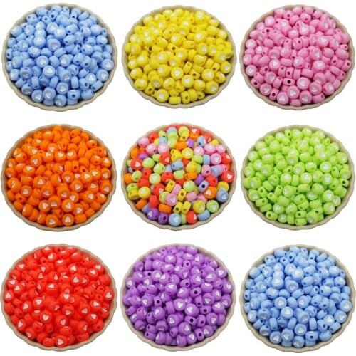 100PCS 7mm Acrylic Loose DIY Beads Findings Jewelry making Candy Color Heart Shape Fashion; Fashion Jewelry Wholesale Vintage