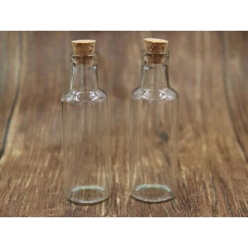 200pcs/lot 30*90mm 35ml Cute Pendant Glass Jars Containers Drifted Bottles With Corks Empty Glass Bottles Food Jar Wedding Decor