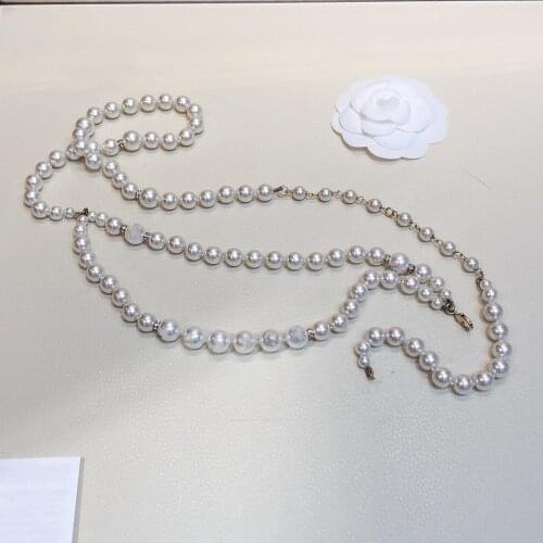 2020 Brand Fashion Jewelry Women Vintage Thick Chain Long Belt Gold Color Long Pearls Necklace Belt Party Fine Fashion Jewelry