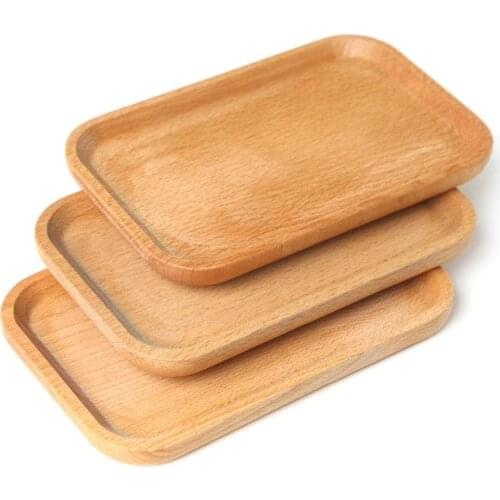 30pcs/lot Solid Beech Wood Rectangular Dinner Plate Western Food Rectangular Round Corners Snack Dessert Serving Tray SN2083