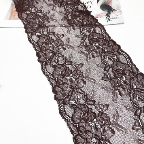 3y/lot Width 23cm Coffee Elastic Stretch Lace trim For Skirt Hem Underwear Sewing Craft DIY Apparel Fabrics Lace Lingerie