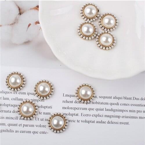 5pcs/lot Alloy Creative Rhinestone Gold Pearls Pendant Button Ornaments Jewelry Earrings Choker Hair bag DIY Jewelry Accessories