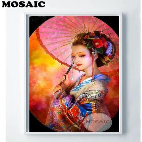 5D DIY Diamond Painting Cross Stitch japanese woman Needlework Home Decorative,Full Square Diamond Embroidery sale B202