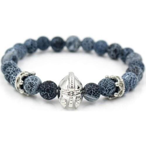 8mm hj3 gold silver micro pave cz zircon cubic zirconia Bracelet adjusted nature stone bead warrior weathering agate Bangles