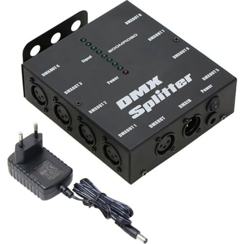 8 Way Isolated DMX Splitter Signal Amplifier Distributor 3Pin XLR Output For Party DJ Show Club Disco KTV Stage Light Effect