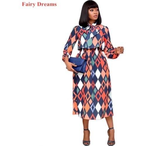 Women African Dresse 2021 Spring Summer Plus Size Clothing 3XL Office Ladies Print Dresses Elegant Vestidos Mujer