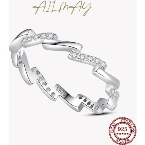 Ailmay Geometric Irregular Shape Finger Rings Simple Line for Women Stackable Rings 925 Sterling Silver Fashion Jewelry