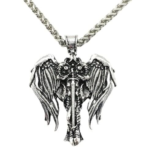 Archangel Protection Amulet Irish Cross Diablo Angel Wings Pagan Pendant Talisman Necklace Men Women Dropship Suppliers