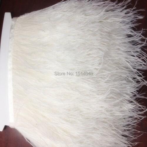 Free shipping wholesale high quality natural 10yards Ostrich feathers Ribbon decorative white 4-6inch/10-13cm Width
