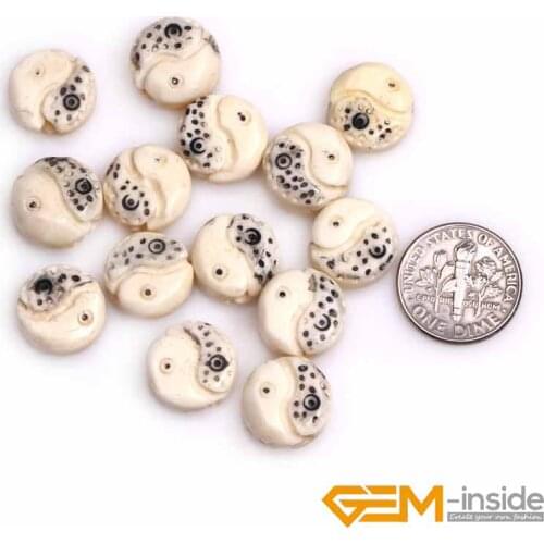 13mm Carved Bone Cabochon Beads Loose Bead For Jewelry Making Bulk 12 PCS Wholesale