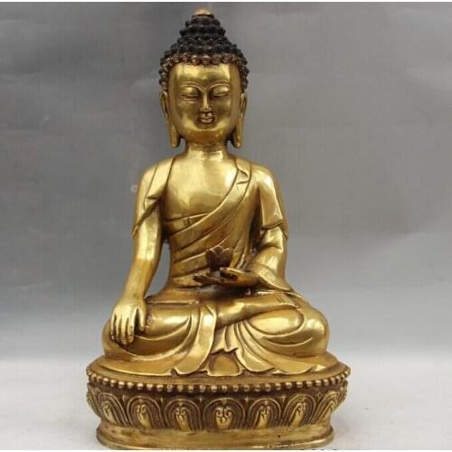 Fast shipping USPS to USA S0639 12 Tibet Buddhism Bodhisattva Temple Bronze Copper Rulai Tathagata Buddha Statue