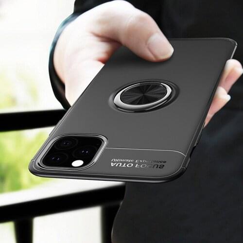 For iPhone 11 Pro max Case Colorful Metal Magnetic Ring Holder Soft Silicone TPU Luxury Cover for iPhone 11 Pro max