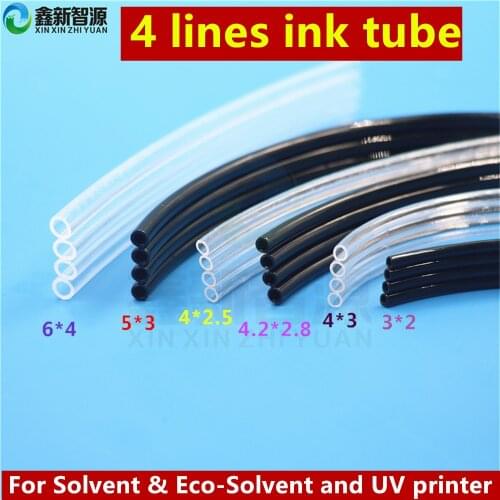 Black 4 Lines ink tube for UV printer ink tube 4 rows ink pipe for Solvent eco-Solvent printer ink supply CISS ink tube 2 meter