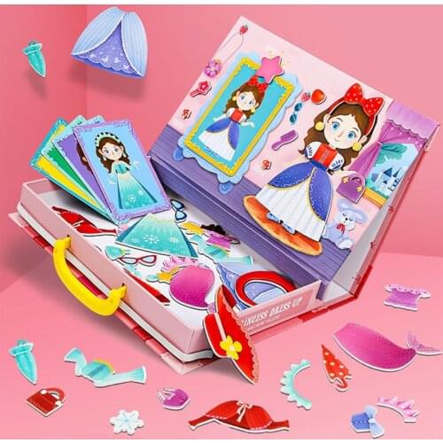 Children Magnetic Jigsaw Puzzle Early Educational Toys 3-8 Years Old Girls Variety Princess Dress Up / Dress Up Matching Game