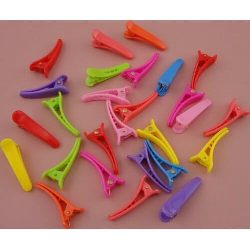 100PCS 3.6cm 1.4" Assorted Solid Colors Plain Plastic Alligator Clips for Kids hair accessories hairpins for DIY boutique