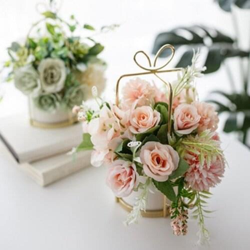 Furniture ceramic golden vase rose temperament simulation plant potted home decoration