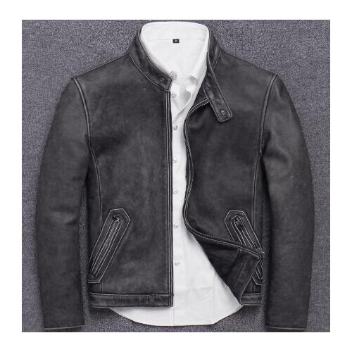Retro Genuine Leather Jacket Men Autumn Motorcycle Leather Coat 100% Real Cow Leather Jackets Slim Vintage 2020S681 KJ3210