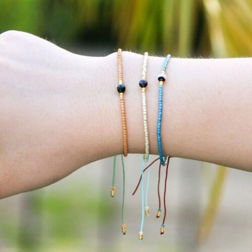 KELITCH Friends Miyuki Bracelets for Women String Sead Beaded Rope Braided Adjustable Bracelet Handmade bts kpop accessories