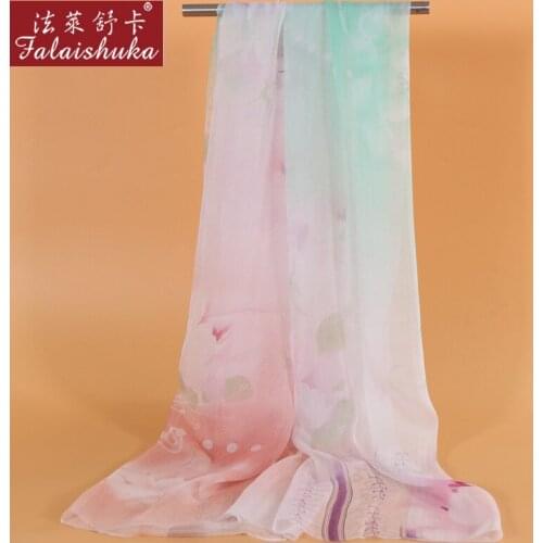 New Spring Woman Silk Scarves Scarf Fashion Printed 100% Silk Long Scarf Shawl High-Grade Silk Scarves Female Gift FW316