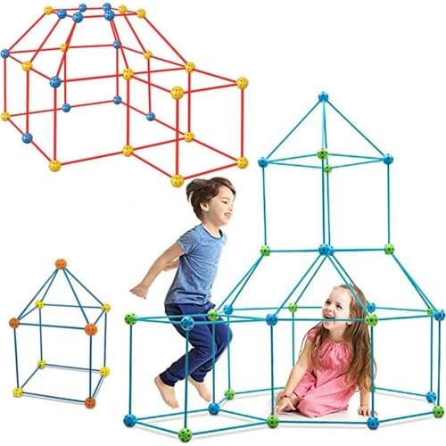 Childrens Rocket Tower Building DIY Tent Educational Puzzle Parent-child Interactive Girl Doll House Building Castle Tunnel Toy