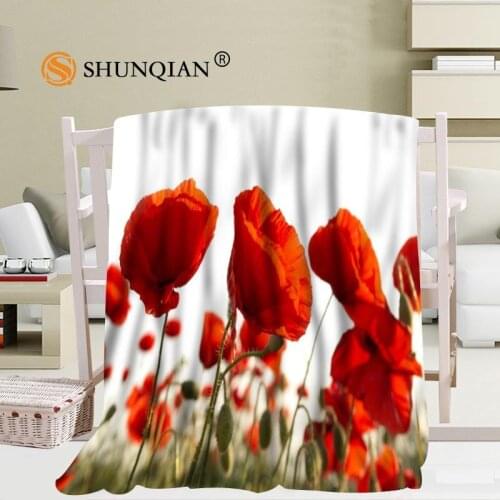 Custom Nature Flowes Poppy Blanket Soft DIY Picture Decoration Bedroom Size 56x80Inch,50X60Inch,40X50Inch A7.10