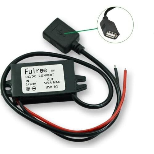High Conversion Efficiency Power Converter Step-down A type Female USB Max 3A/15W Output USB Connector Adapter 12V to 5V