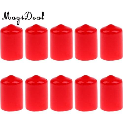 MagiDeal Professioanl 10Pcs Pool Cue Tip Rubber Protector Head Cover Red Gift for Indoor Pool Billiards Room Game Acce Portable
