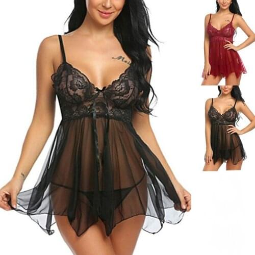 Lingerie Erotic Sexy Dress Plus Size Woman Sleepwear Lace Lingerie Transparent Sexy Dress Erotic Porno Hollow Out Sexy Lingerie