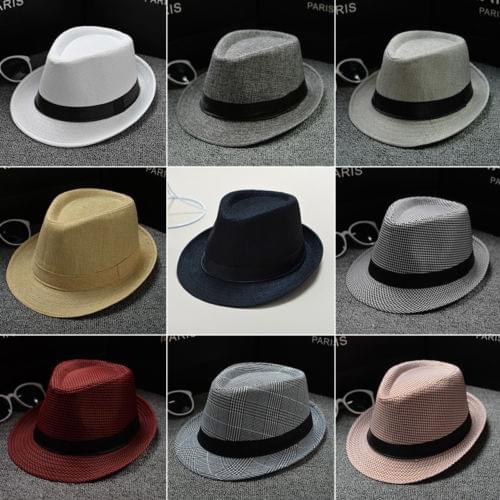 Unisex Straw Fedora Sun Hat Panama Trilby Crushable Mens Ladies Foldable Travel Party Hats