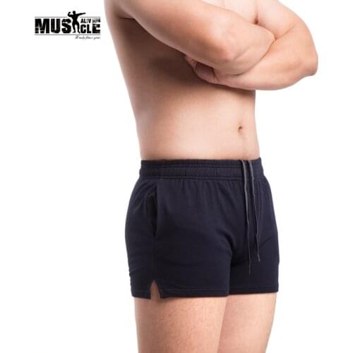 Mens Running Shorts Bodybuilding Gym Clothing Training Fitness Pockets Cotton 3" Inseam Style MUSCLE ALIVE Bermuda Masculina
